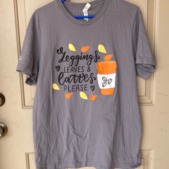Women’s large fall autumn latte T-shirt and leggings leaves and lattes please - Picture 2 of 5